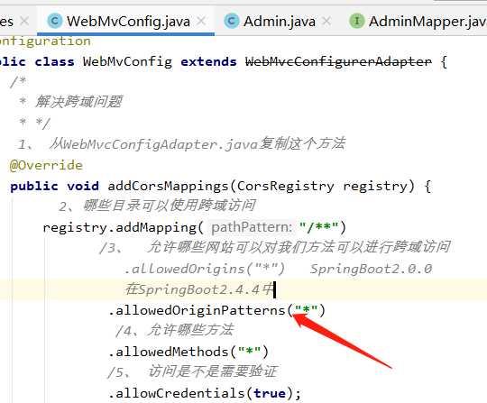 Caused by: java.lang.IllegalArgumentException: When allowCredentials is ...