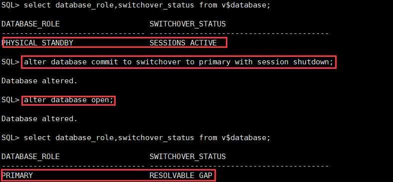 Oracle Data Guard常用命令