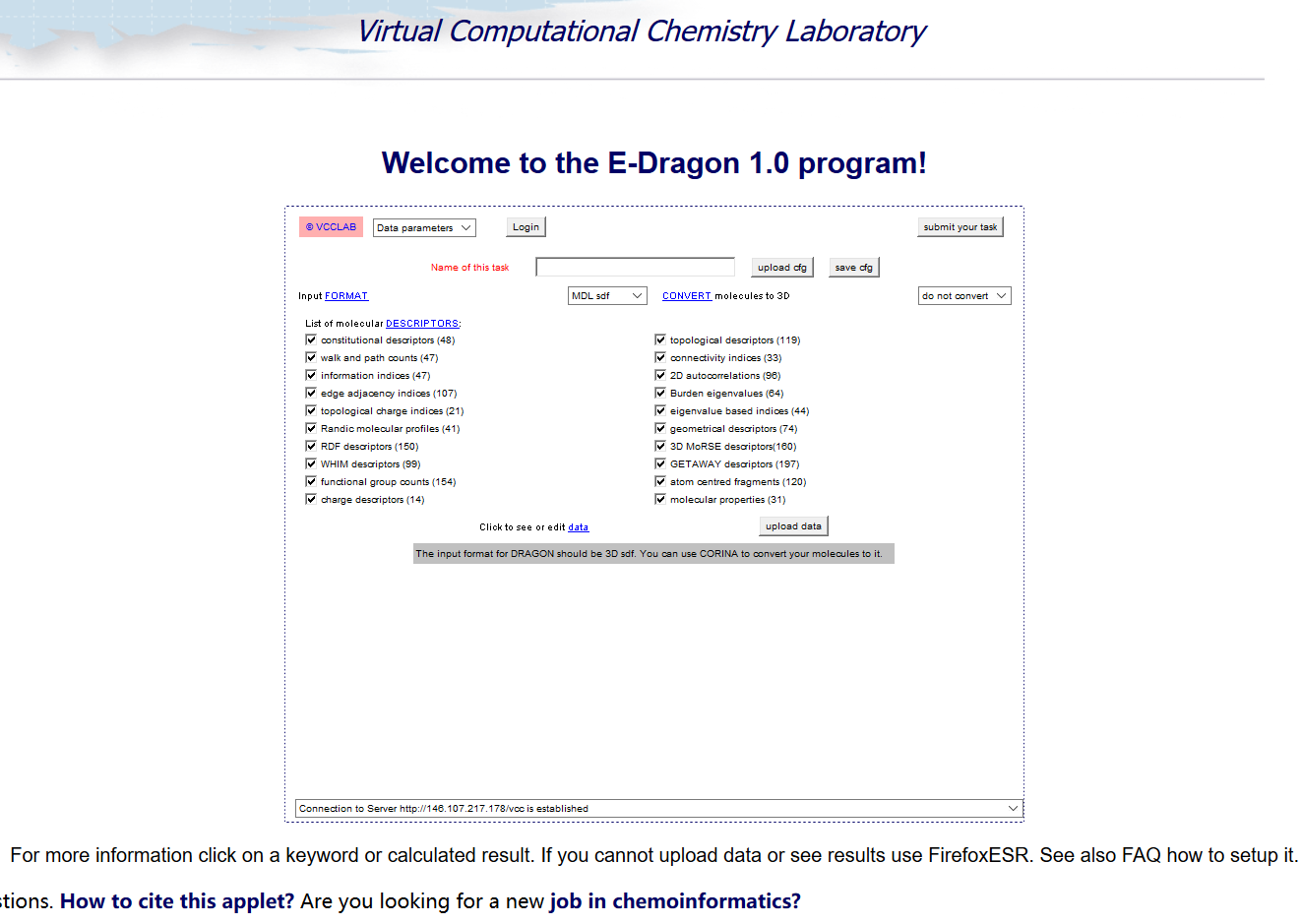 计算分子描述符——使用E-Dragon