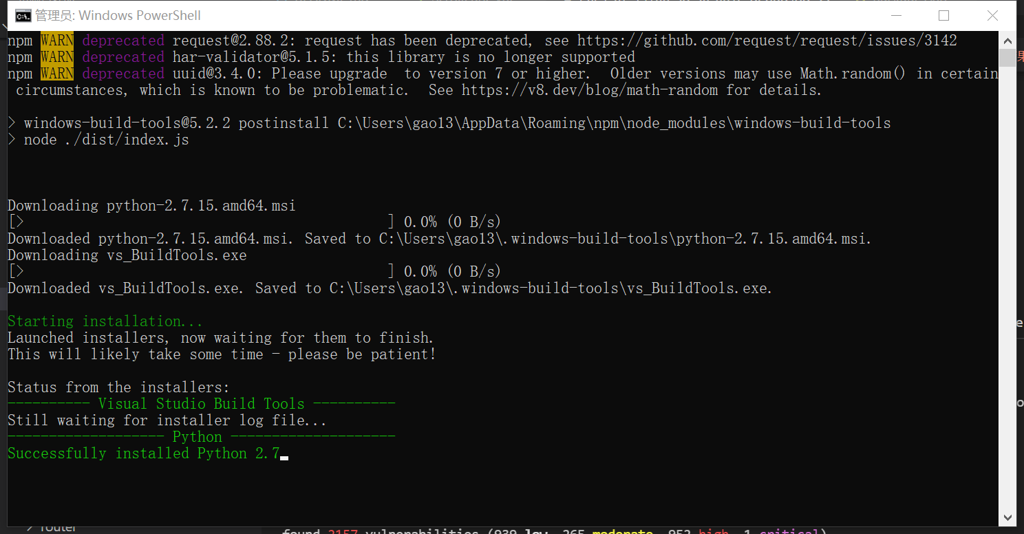 gyp ERR! configure error gyp ERR! stack Error Can‘t find Python