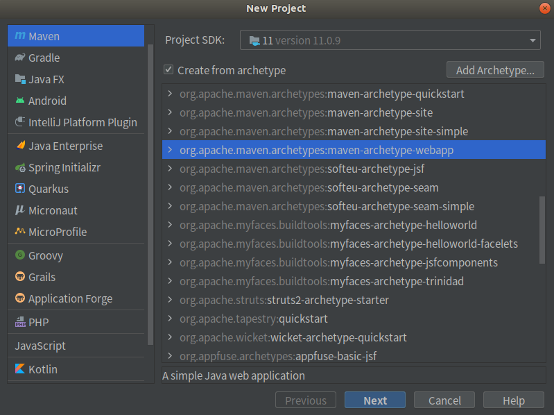 创建一个maven项目，使用webapp模板
