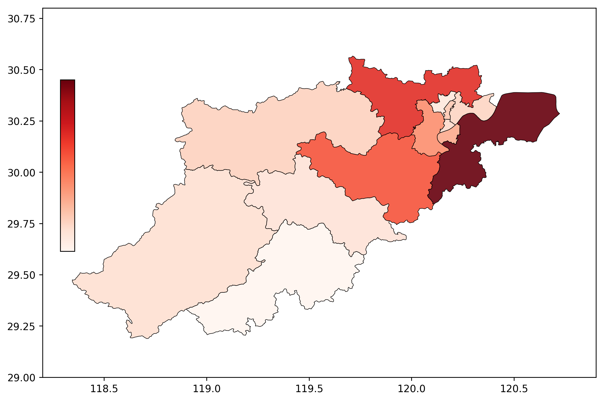 python绘制密度图（不同的行政区用颜色表示出行量的多少）_地图密度图怎么做-CSDN博客