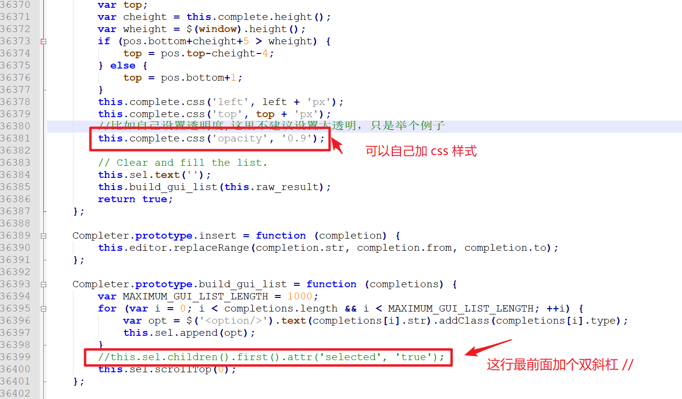 jupyter notebook 的 hinterland 插件 改造，使代码提示第一个不被选中