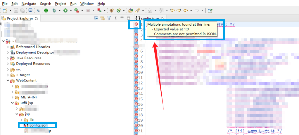 解决eclipse导入项目时部分js文档报primary expression expected和json文档报Comments are ...