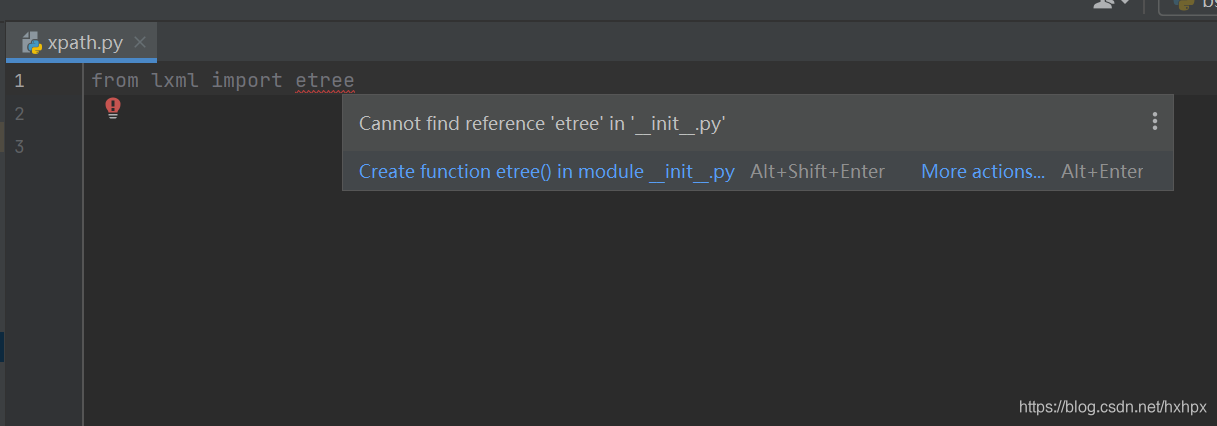 python爬虫: pycharm的lxml中没有etree模块_cannot find reference ' etree'in'init ...