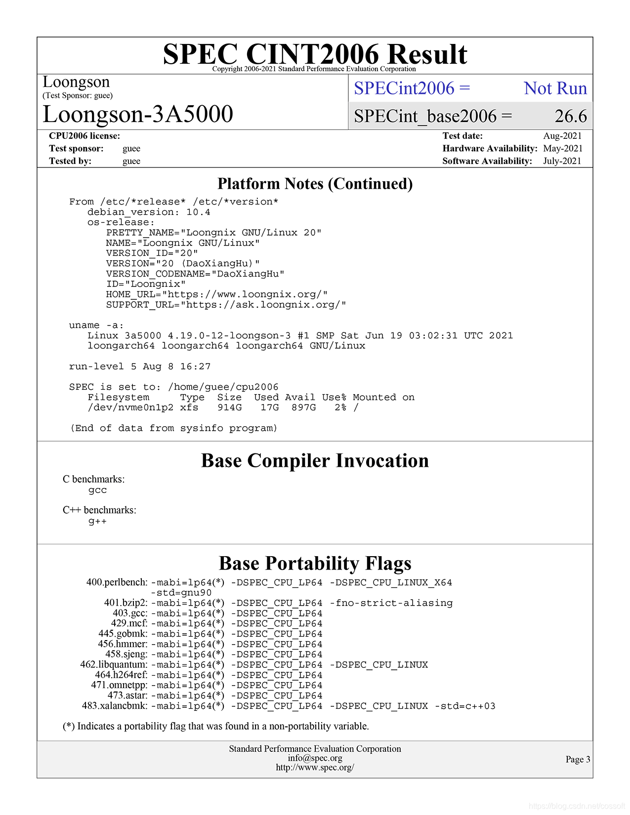 Spec2006 在龙芯3A5000上测试SPEC CPU 2006_spec2006镜像_guee的博客-CSDN博客