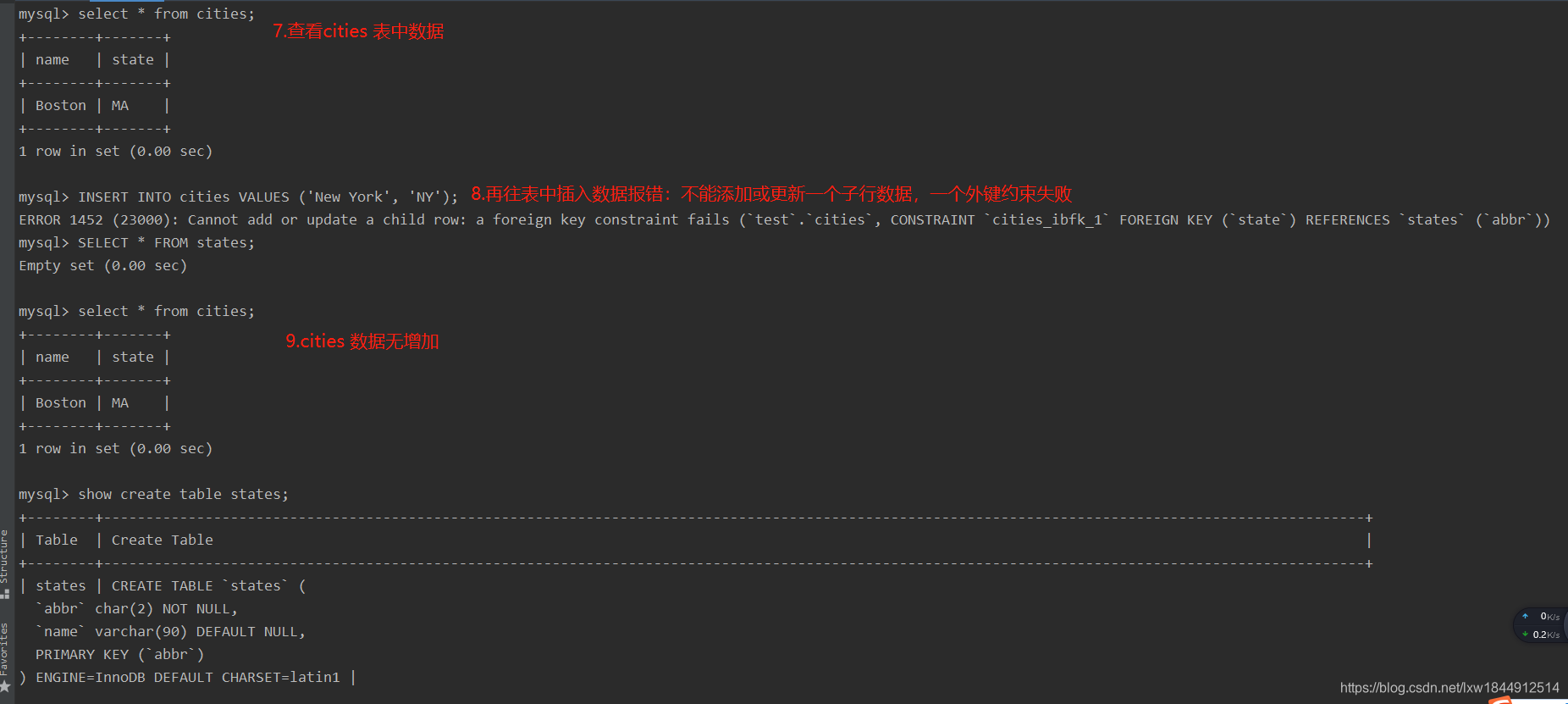 mysql 设置外键约束SET FOREIGN_KEY_CHECKS=1