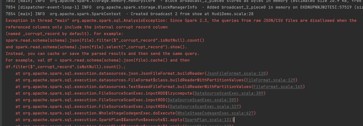 spark读取文件异常 AnalysisException Since Spark 2.3, the queries from raw
