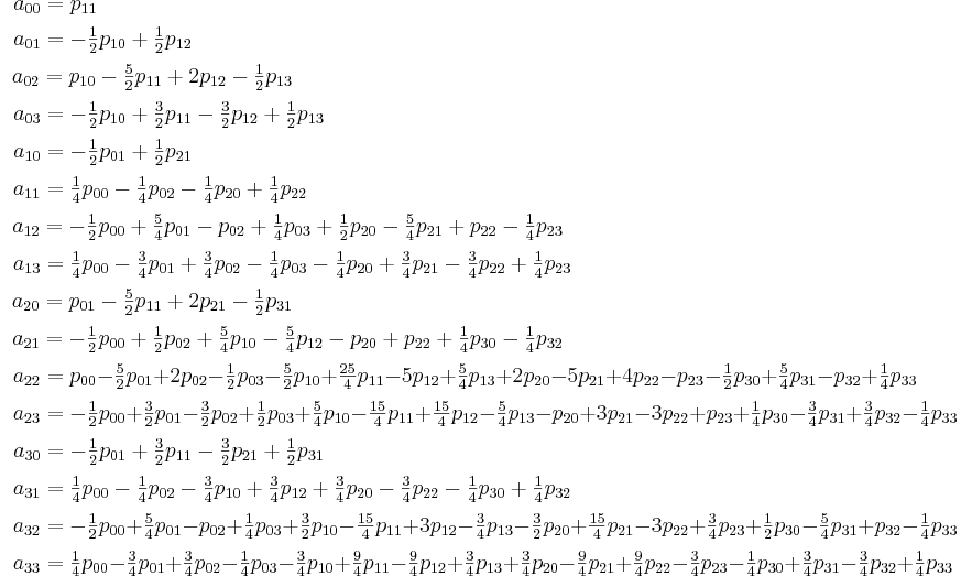 bicubic interpolation polynomial