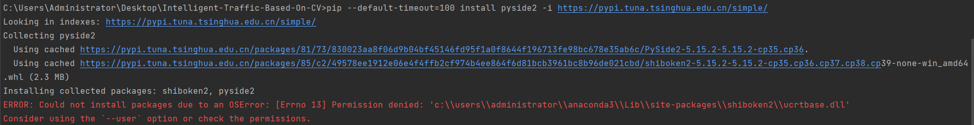  pyside2 ERROR Could Not Install Packages Due To An OSError Errno 