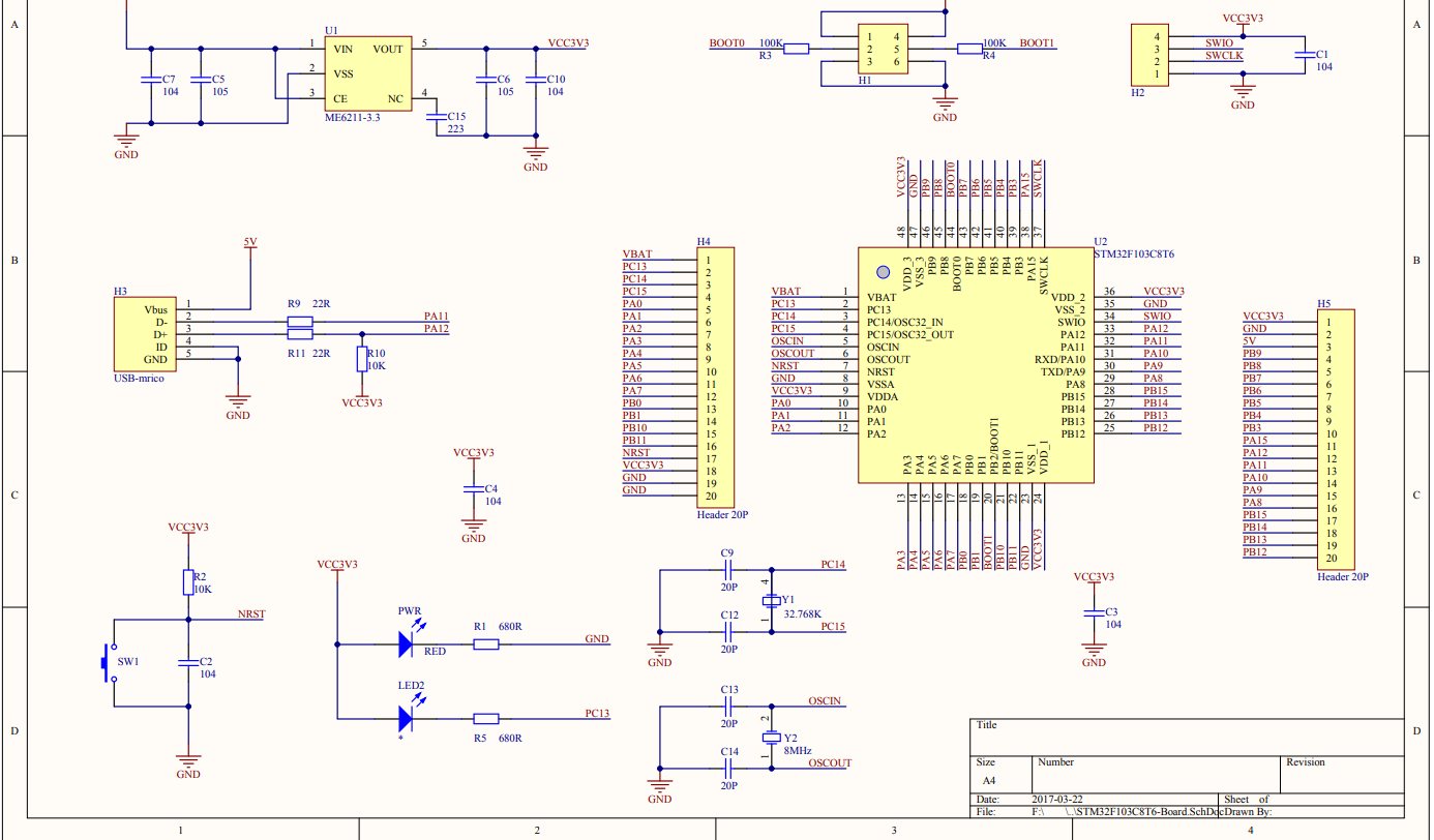 自由 stm32f103c8t6芯片学习原理图+中文数据手册pdf「建议收藏」