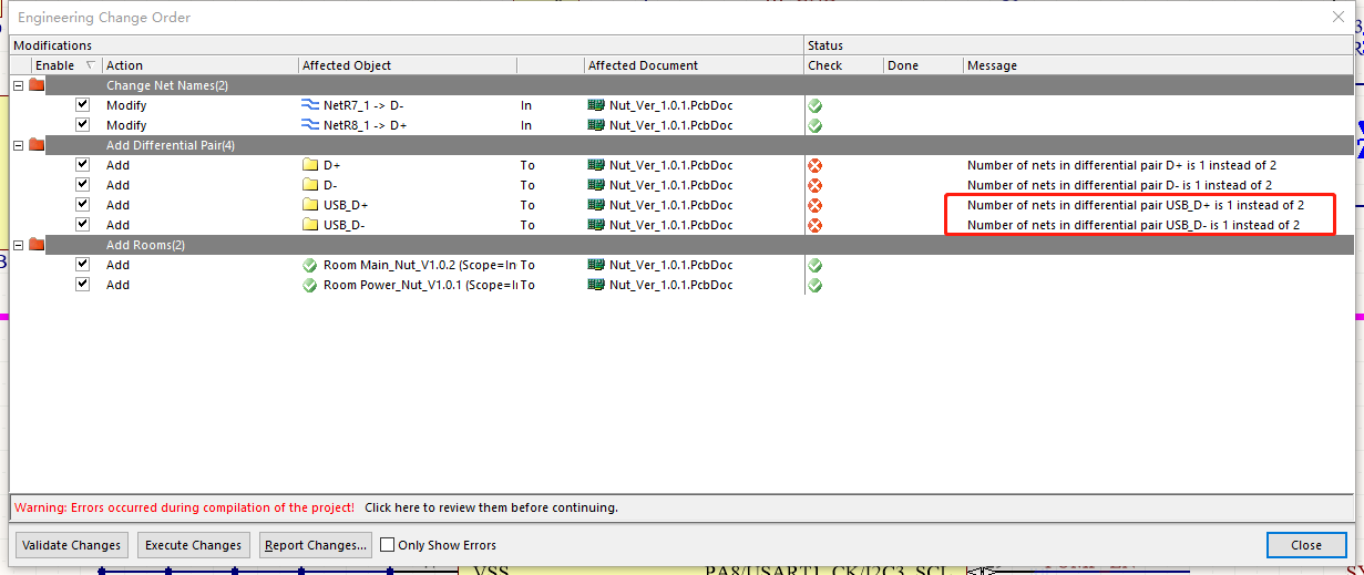 关于AD17 原理图设置差分出现Number of nets in differential pair ** is 1 instead of
