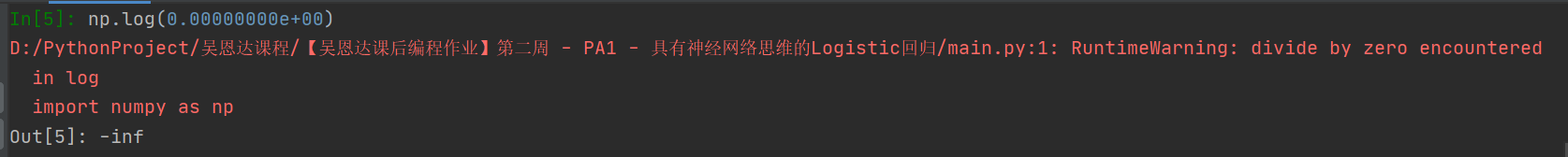 RuntimeWarning: divide by zero encountered in log cost = (-1 / m) * np ...