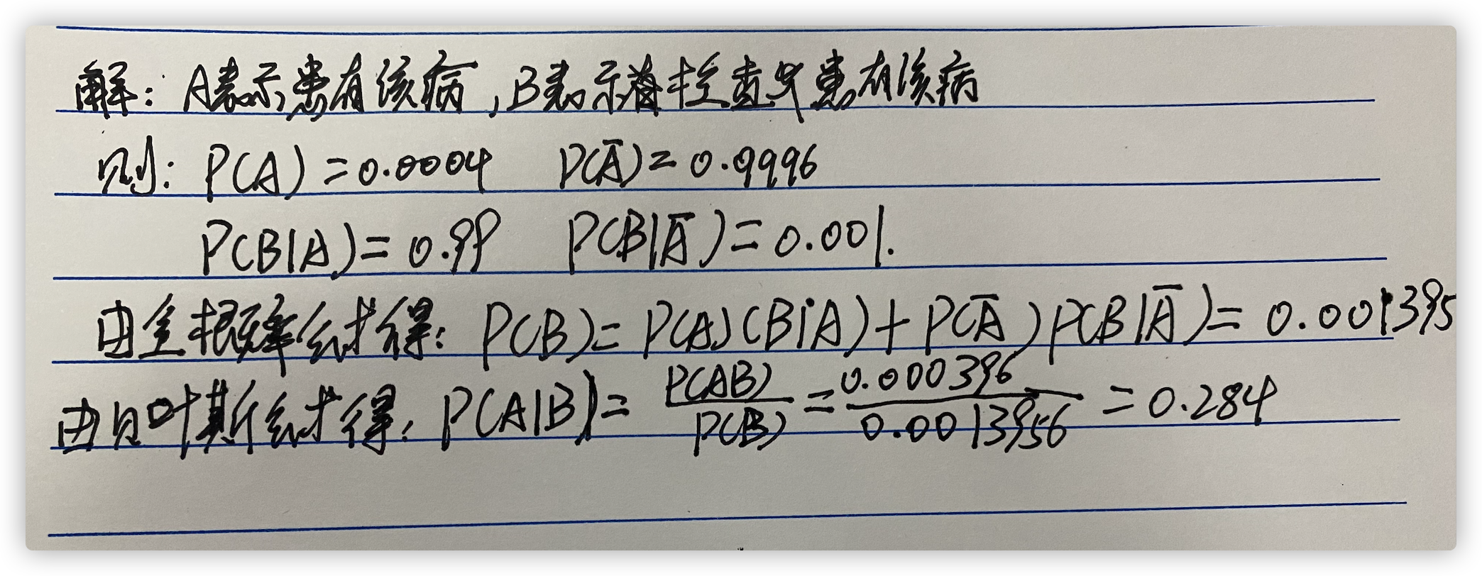 概率论与数理统计之贝叶斯公式