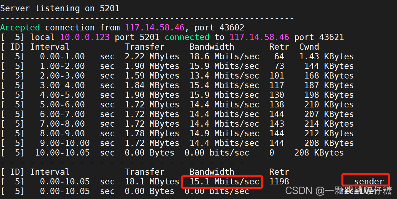 iperf3 网络性能测试