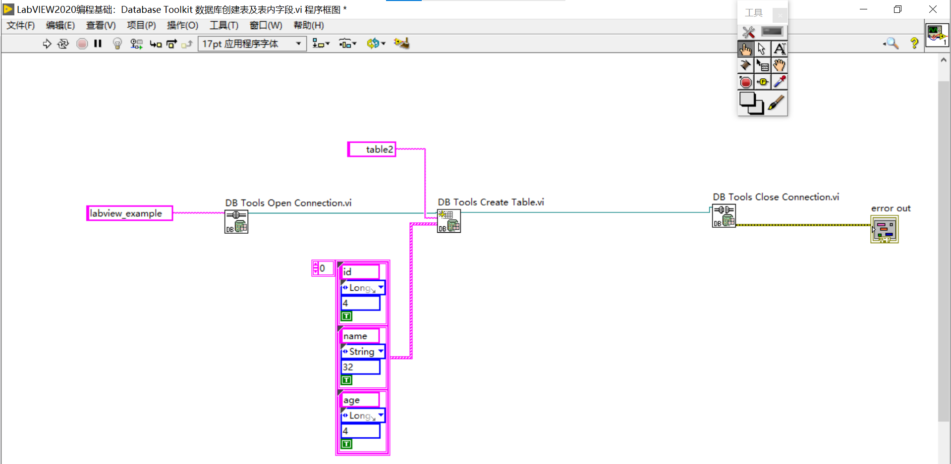 LabVIEW2020编程基础:Database Toolkit 创建数据库表及字段_labview db tools create ...