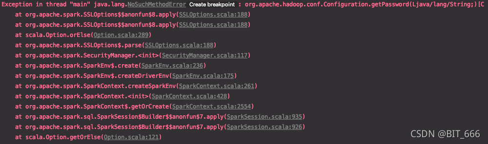 Spark : local 模式 org.apache.hadoop.conf.Configuration.getPassword(Ljava/lang/String；)[C