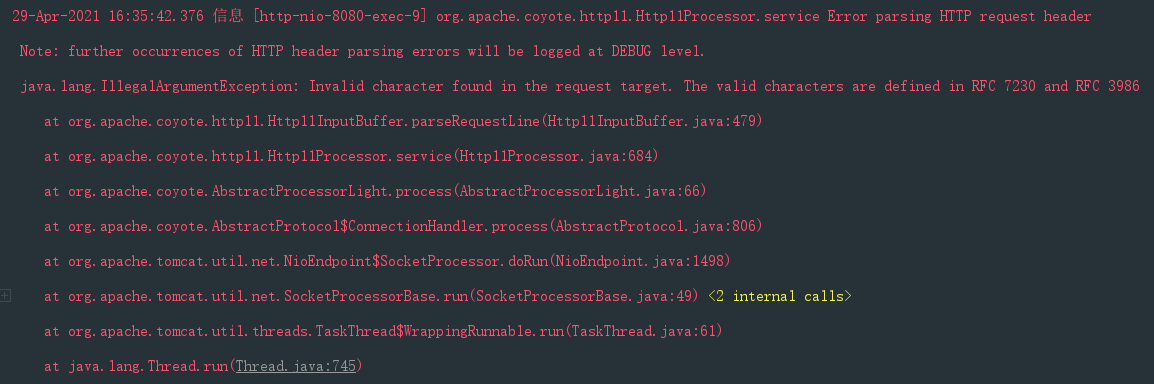 报错 Invalid character found in the request target-CSDN博客