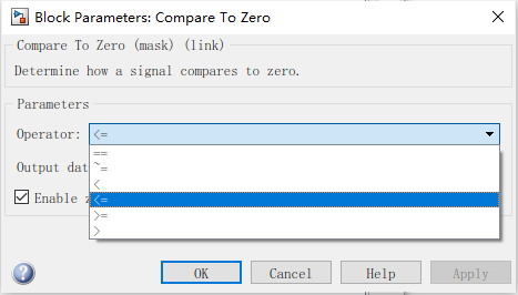 Simulink仿真模块 - Compare To Zero