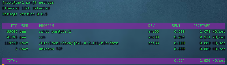 Centos7 部署 Nethogs