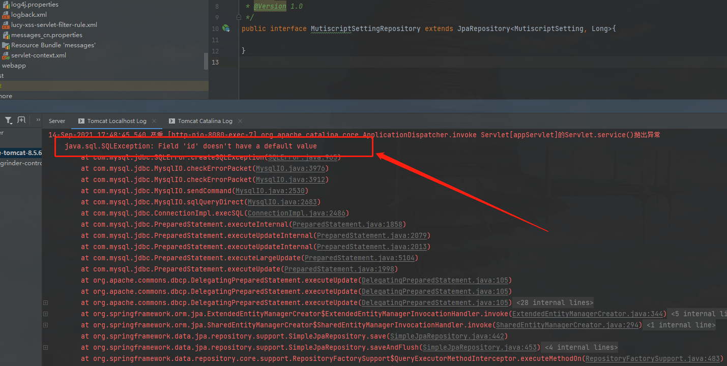 关于JPA添加数据时报错Field ‘id‘ doesn‘t have a default valueCSDN博客