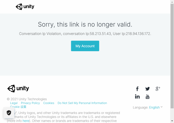 有效解决 Unity3D Hub 登录过程中遇到的问题（Bug）：Sorry，this link is no longer valid ... image.