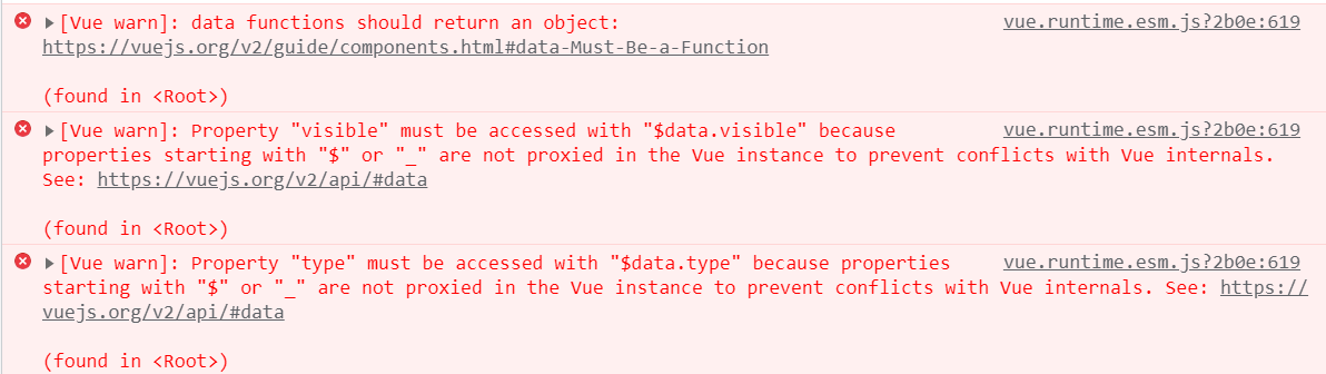 [Vue warn]: data functions should return an object: