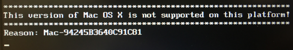 This version of mac os x is not supported on this platform что делать