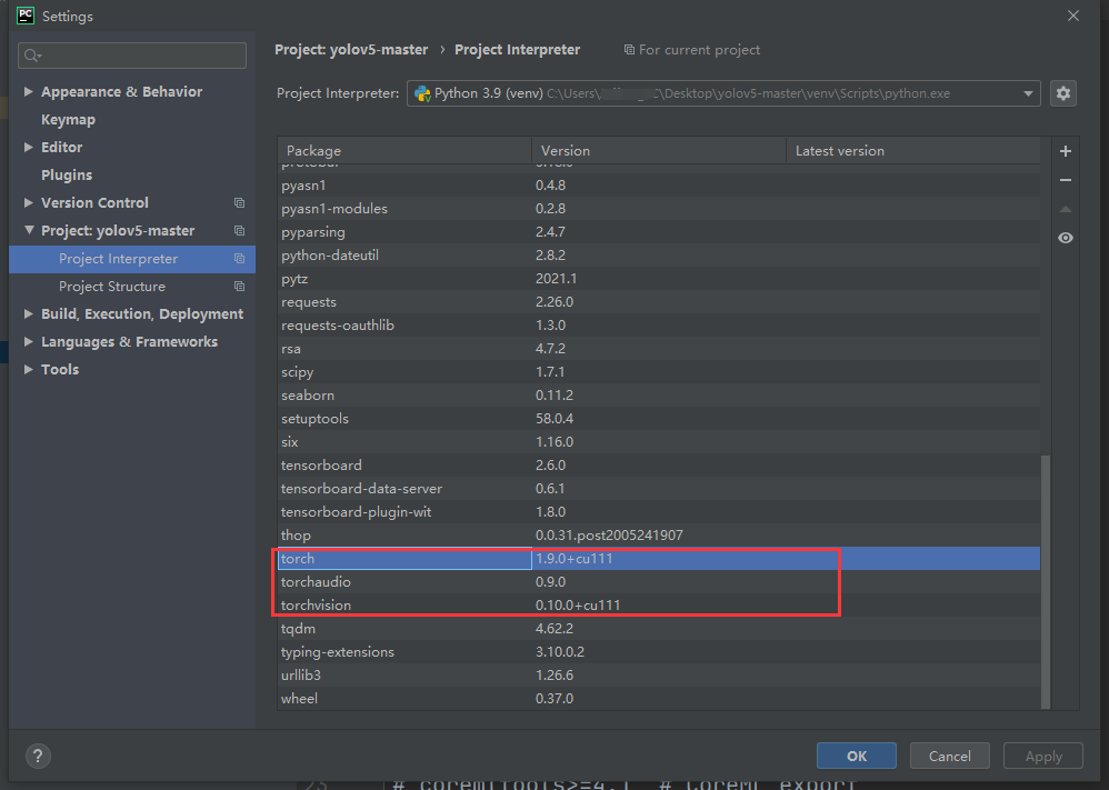 目标检测第7步：如何在Windows 10下，配置Pycharm中的YOLOv5（5.0）虚拟环境？_window安装yolov5CSDN博客