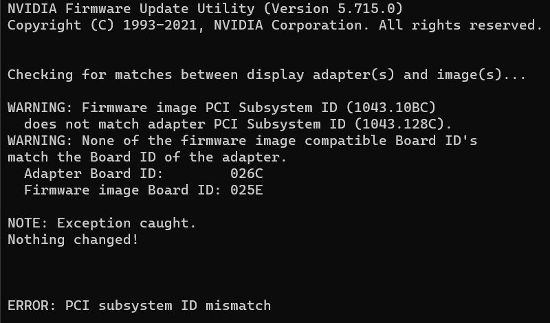 Error pci subsystem id mismatch что это