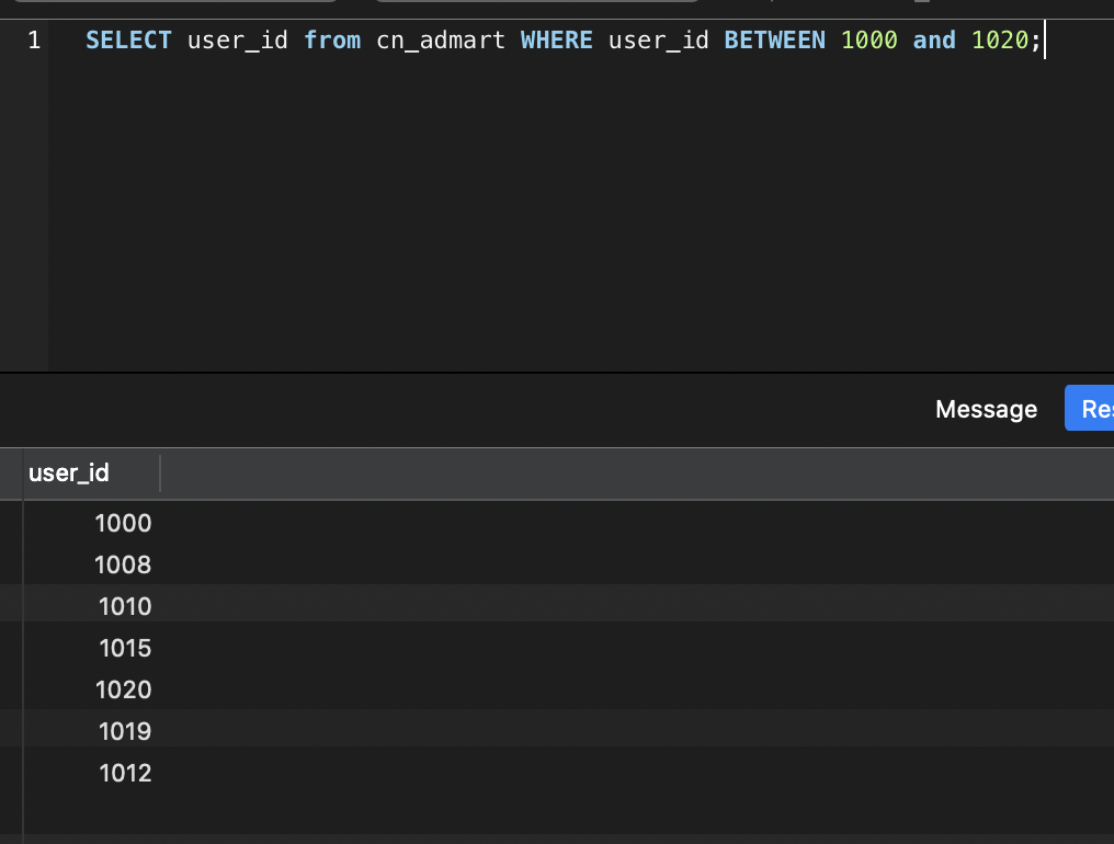 mysql使用 BETWEEN AND 查询