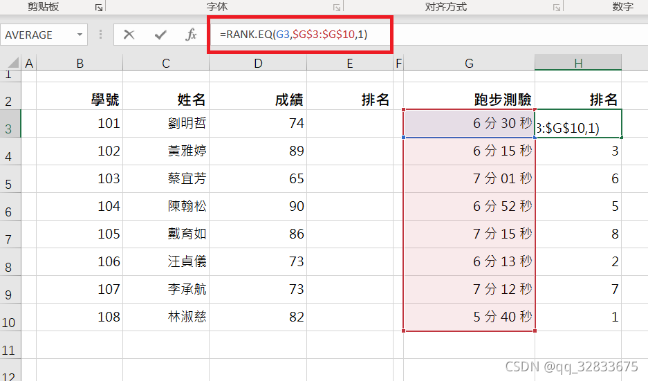 Excel学习日记：L23-如何计算成绩排名