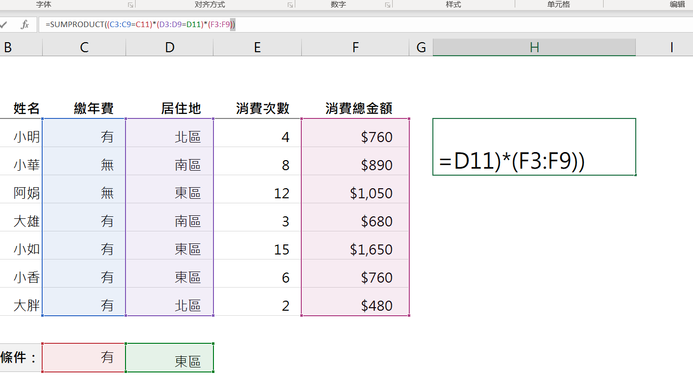 Excel学习日记：L31-布尔逻辑/and和or函数/sumproduct函数