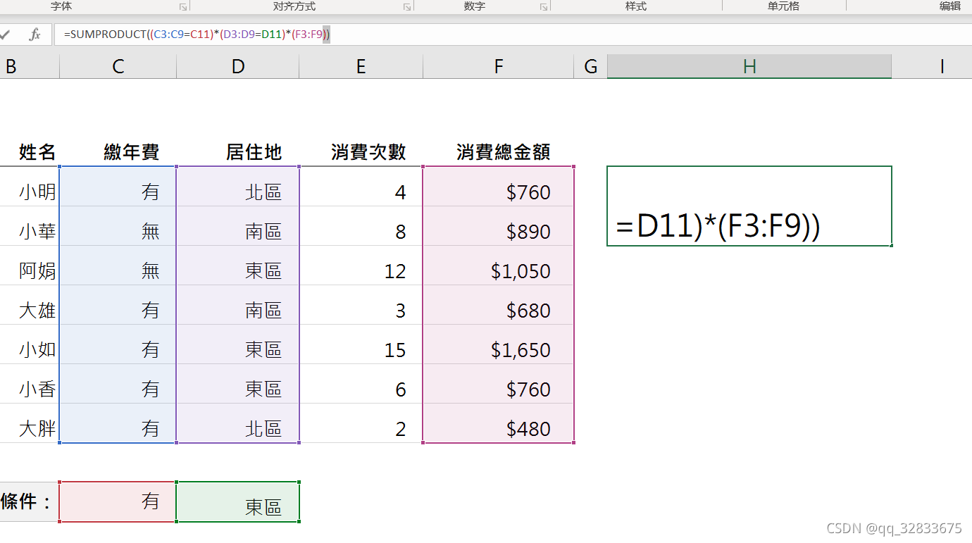 Excel学习日记：L31-布尔逻辑/and和or函数/sumproduct函数