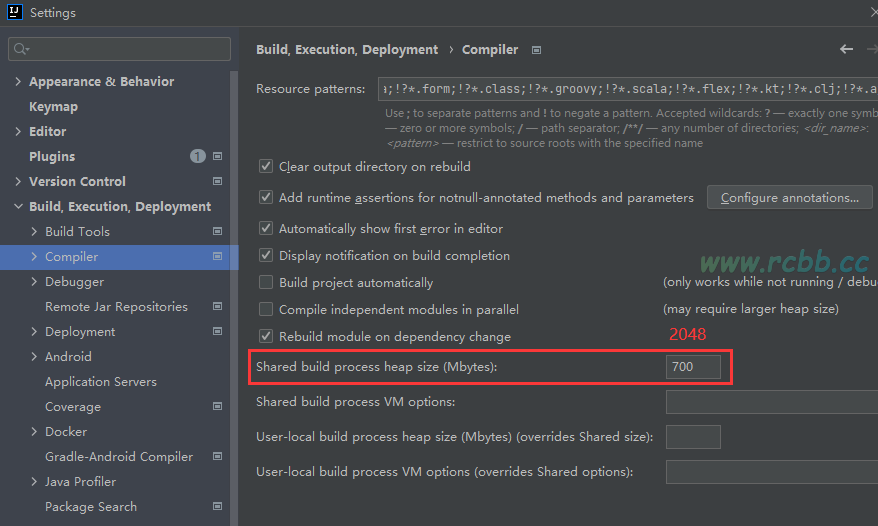 加大Build process heap size