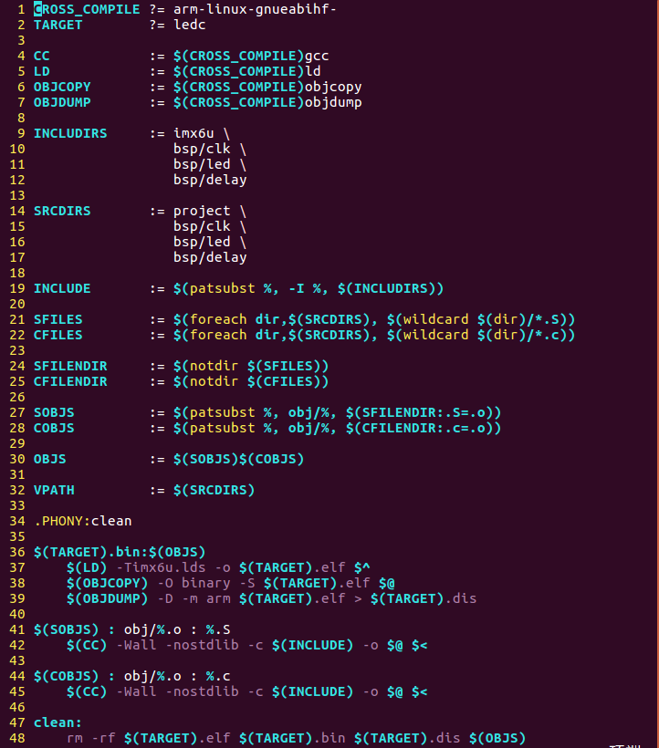 正点原子linux教程裸机篇通用Makefile详细解读_armlinuxgnueabihfldimx6ul.lds8