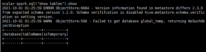 spark-shell报错：Version information found in metastore differs 2.3.0 from expected schema version1.2.0
