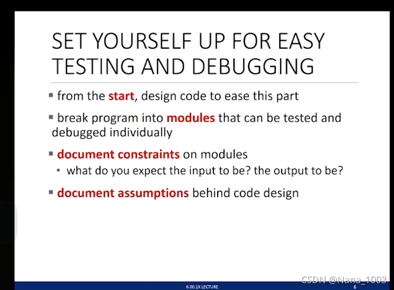 MIT/Unit 4: Good Programming Practices/7. Testing and Debugging-CSDN博客