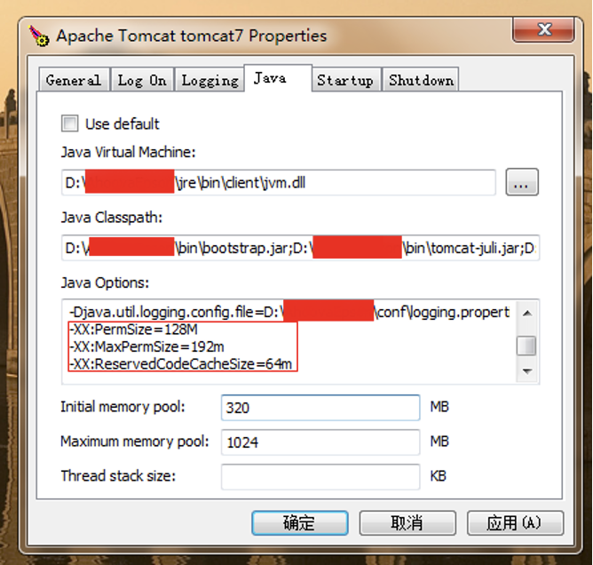 Tomcat启动内存设置