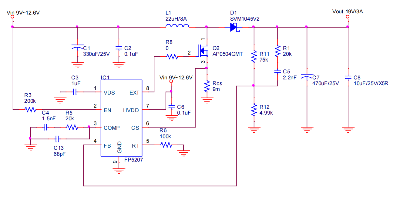 dcdc外置mos非同步升压控制icfp5207