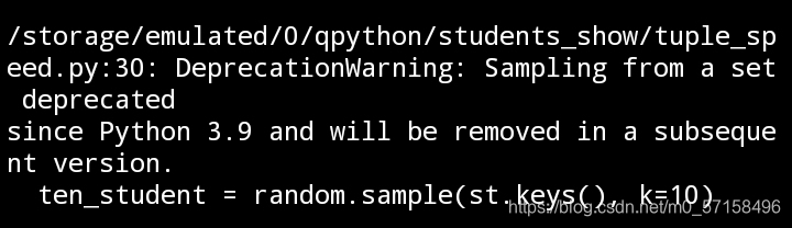 random.sample()将在python 3.9x后续版本中被弃用_deprecationwarning: sampling from ...
