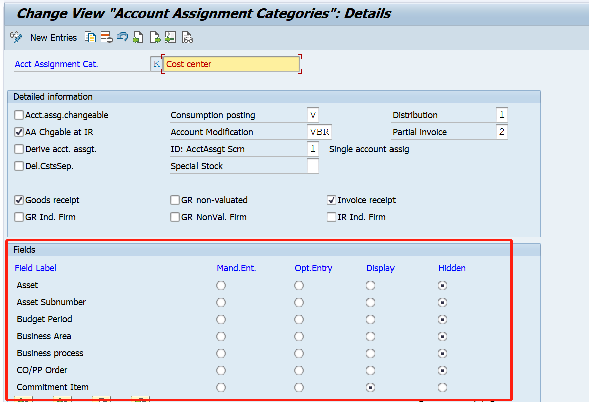 account assignment category in me21n