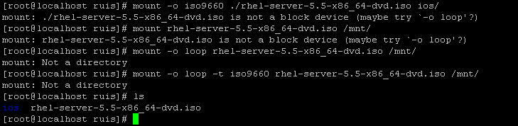 redhat 挂载 iso文件 提示 mount :not a directory