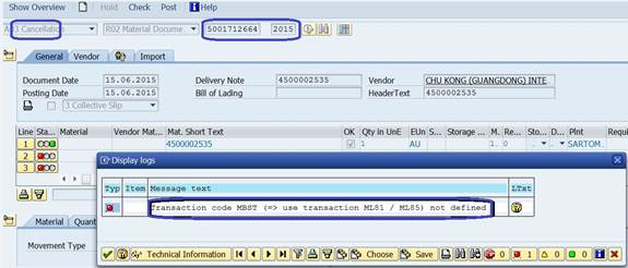 SAP MIGO to Cancel Material Doc., Error Msg - Transaction code MBST not ...