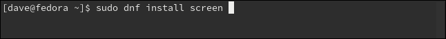 The "sudo dnf install screen" command in a terminal window.