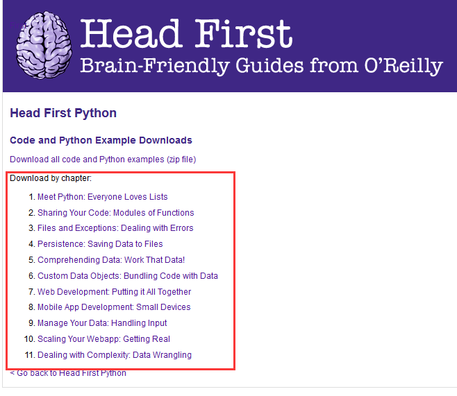 head first python 支持网站（可下载所有的代码和示例）