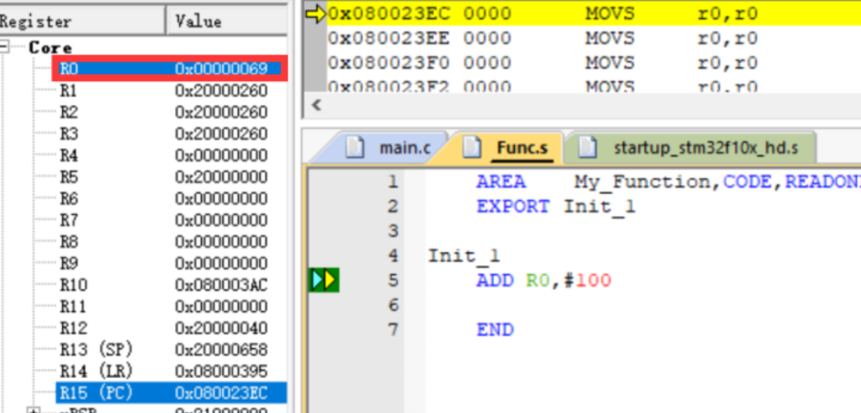 keil下的stm32的c与汇编语言混合编程