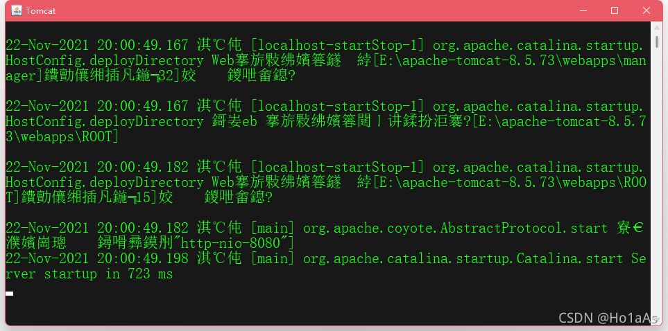 踩坑记录』解决修改cmd默认代码页为65001（UTF-8）后运行Apache Tomcat 
