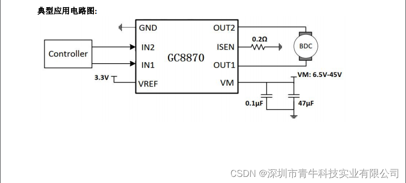 GC8870国产低成本替代TI的DRV8870 3.6A 刷式直流电机驱动器（PWM 控制）