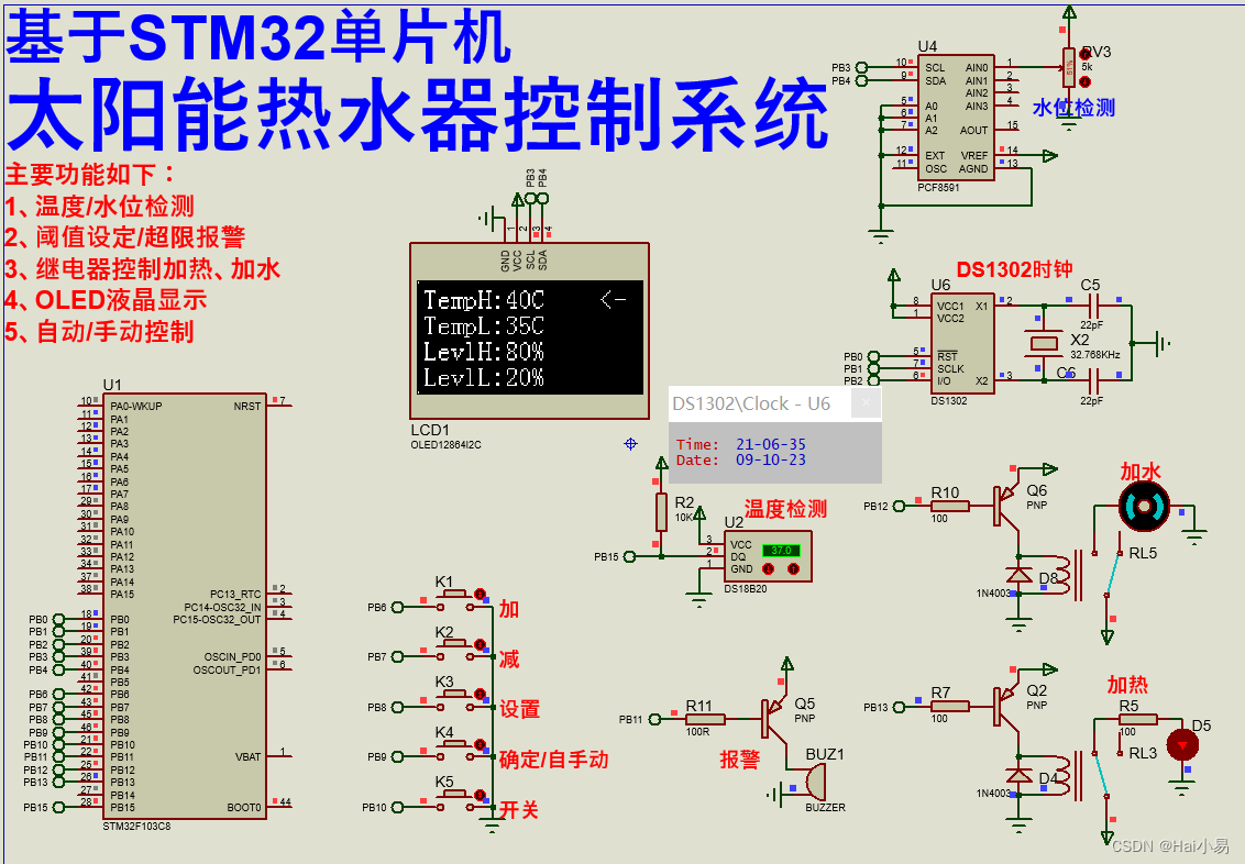 【Proteus仿真】【STM32单片机】太阳能热水器控制系统设计